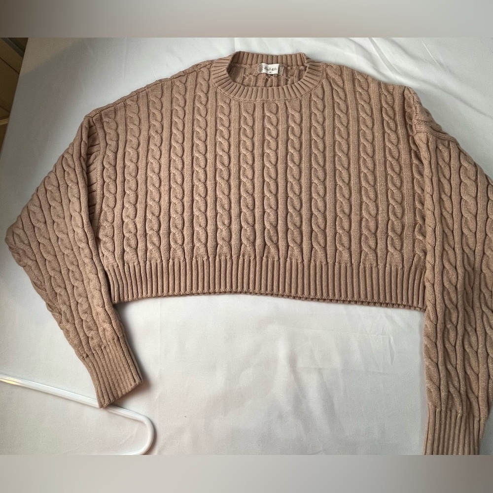 Altar'd State Tan Cable Knit Sweater, Size M - Picture 8 of 13